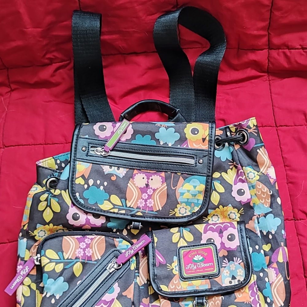 Lily Bloom Owl/Floral Backpack